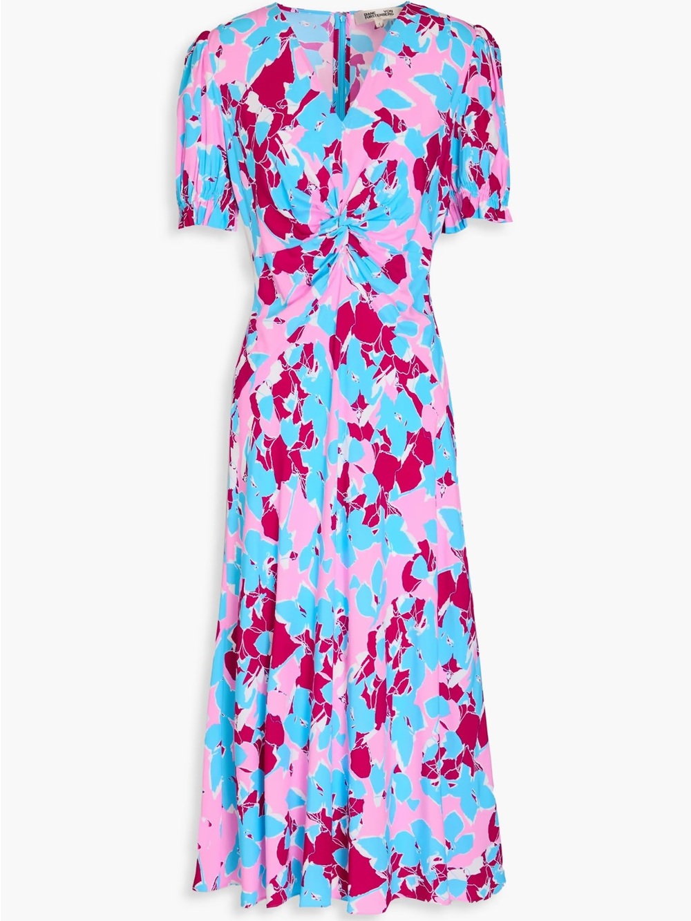 Diane Von Furstenberg Pink, Blue & Magenta Abstract Twist-Front Midi Dress